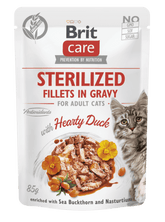 Brit Care Cat Aliment Humide Chat Sterilized. Fillets in Gravy with Hearty Duck 85